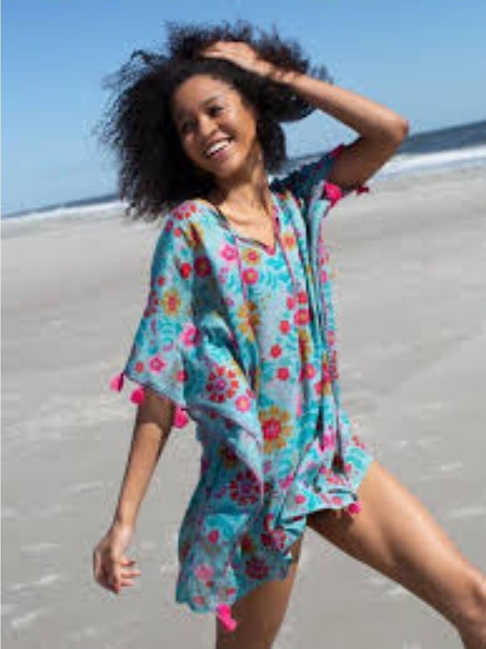 Natural Life Blue Pink Floral Tunic Top NWT OS